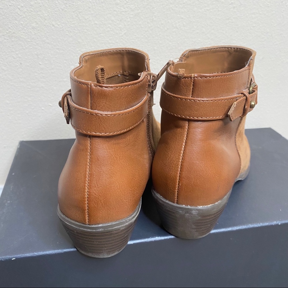Old Navy Brown Buckle Booties Vegan Leather Size 7 - Picture 5 of 9